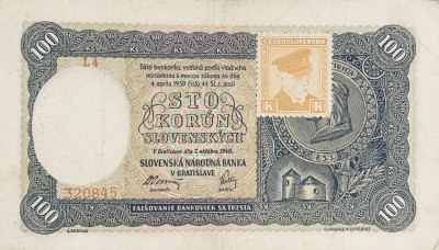 100 korun slovenských, 1940 - kolek